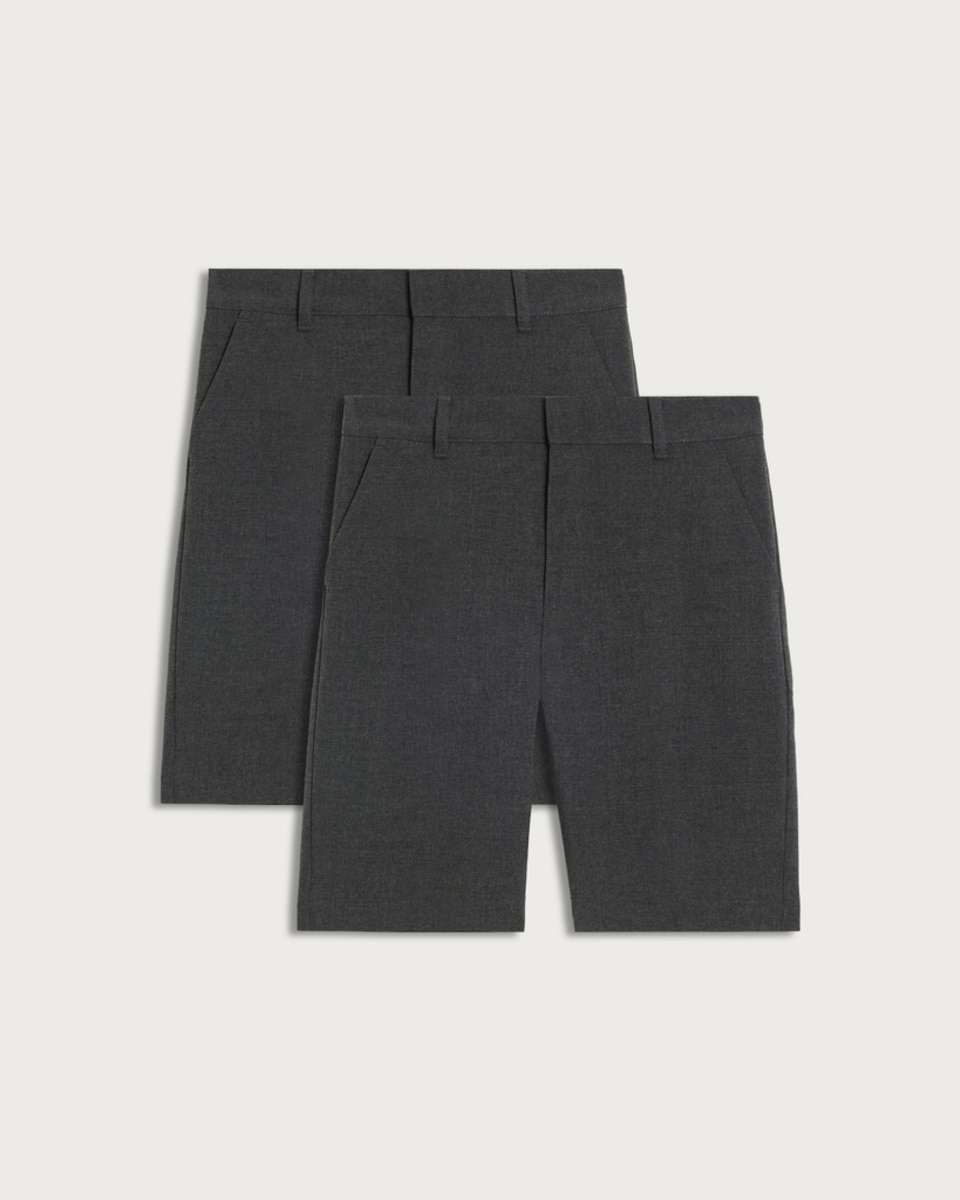 F&F School Boys 2-Pack Slim Fit Shorts in Grey