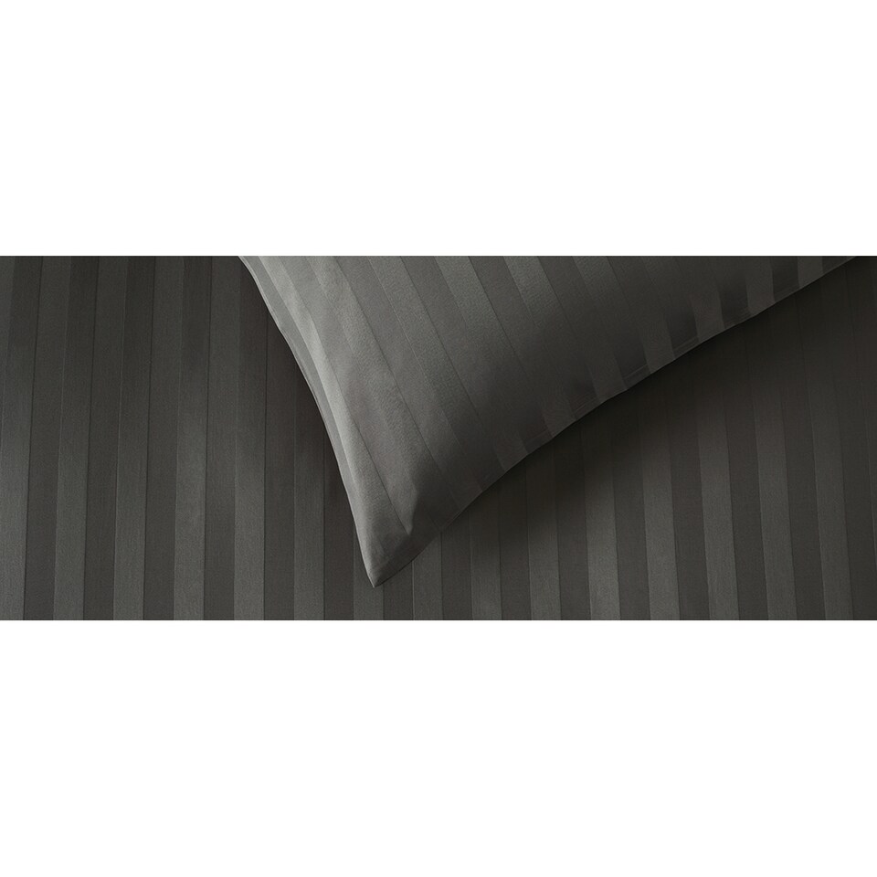 image 1 of F&F Home Hotel Charcoal Sateen Stripe Duvet Cover Set King