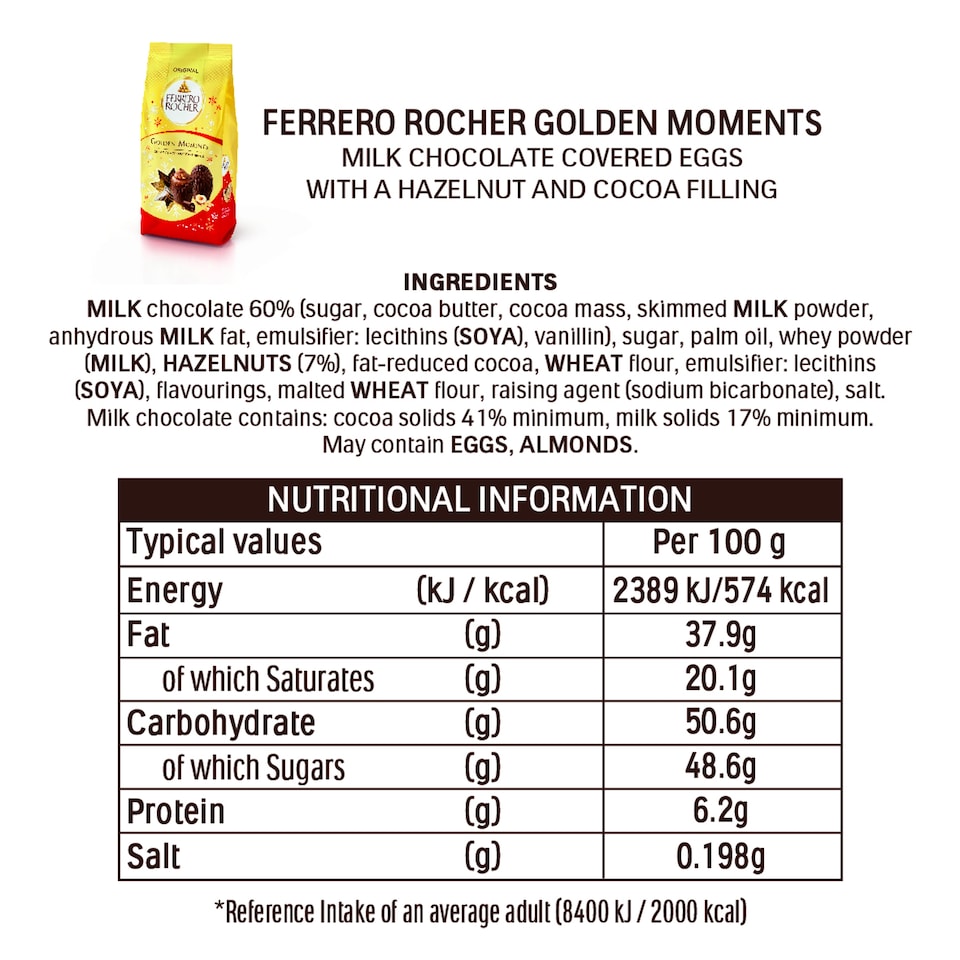 image 1 of Ferrero Rocher Golden Winter Moments Milk Chocolate & Hazelnut 90g