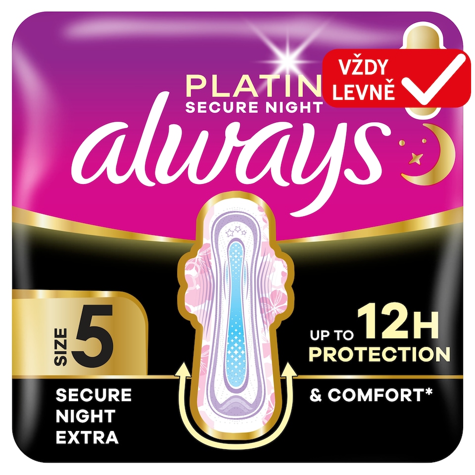 image 1 of Always Platinum Sanitary Towels Secure Night Extra (Size 5) 16 Pads