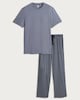 image 4 of F&F Short Sleeved Top and Geometric Bottoms Pyjamas in Grey