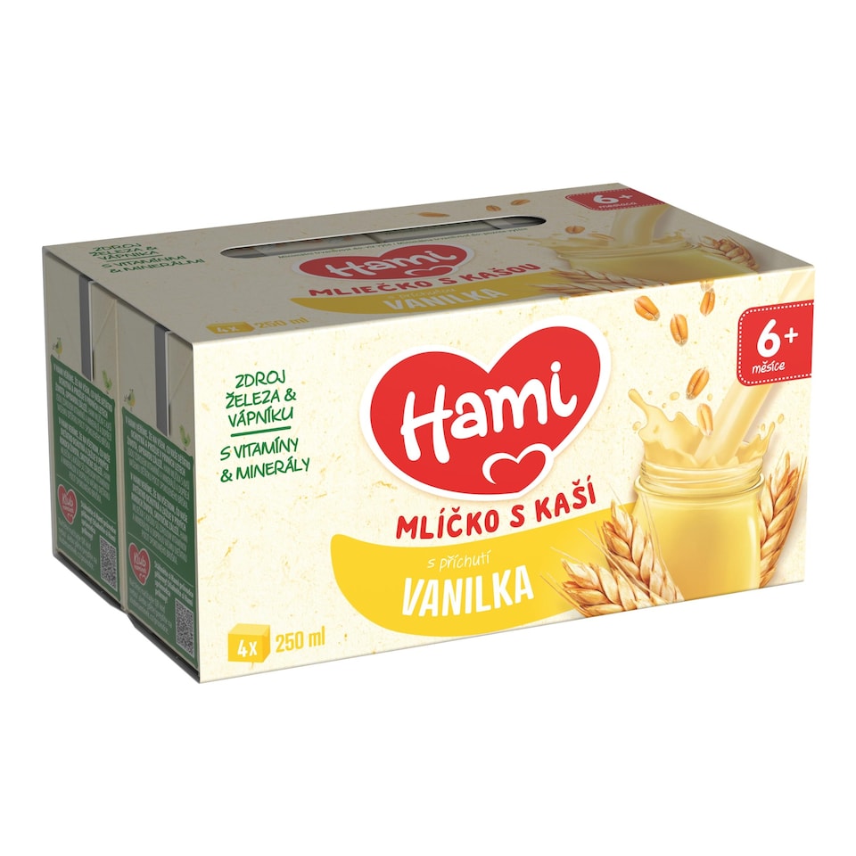 Obrázek 1 pro produkt HAMI mlíčko s kaší s příchutí vanilky 4x250 ml
