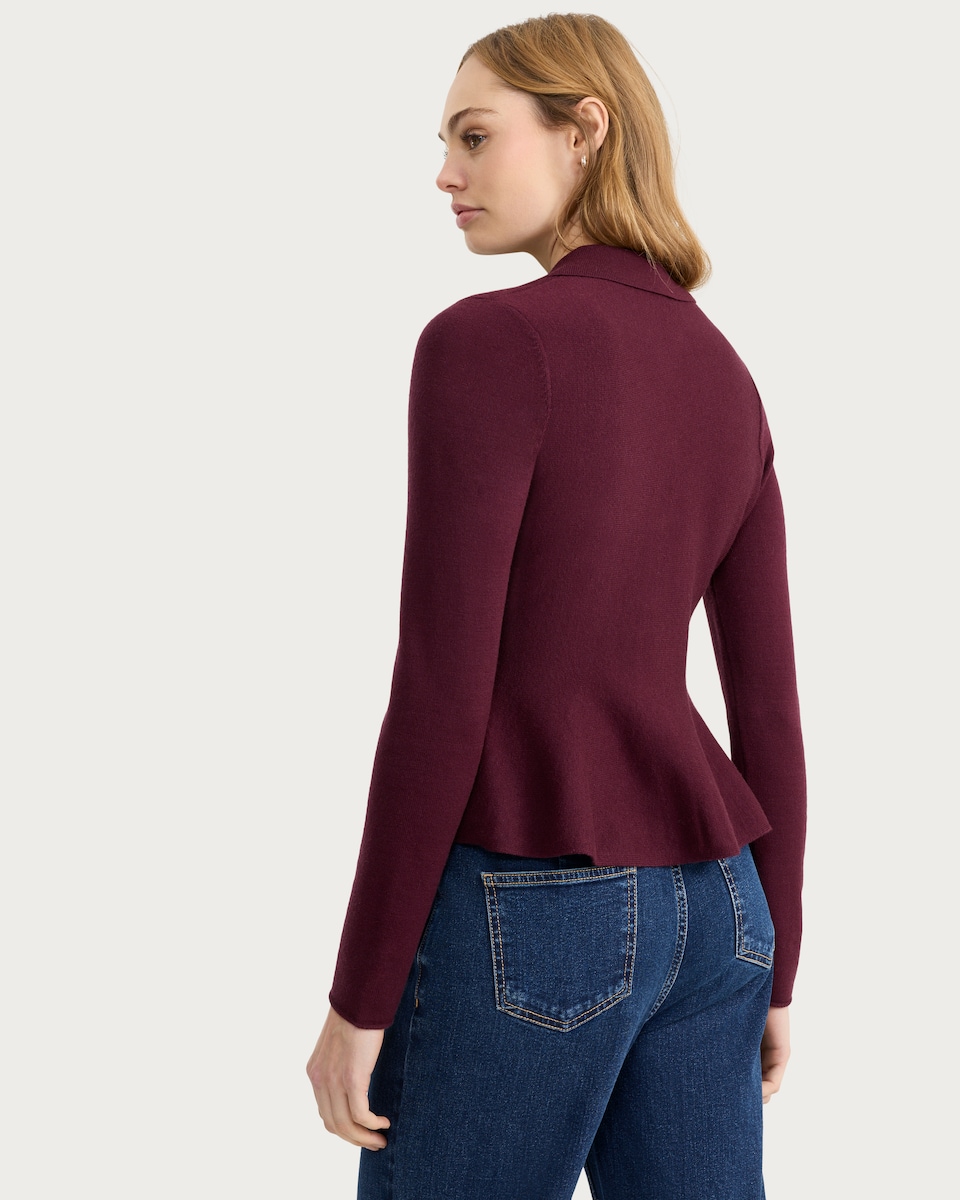 image 1 of F&F Peplum Hem Button Up Cardigan in Purple