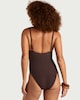 image 3 of F&F Crinkle Textured Thin Strap Swimsuit in Chocolate