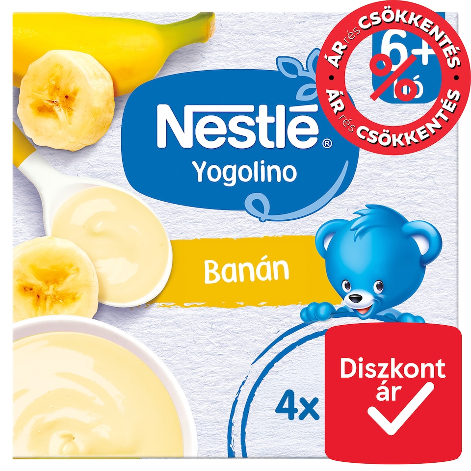 Nestlé Yogolino tejalapú banános bébidesszert 6+ hó 4 x 100 g (400 g)  1. kép