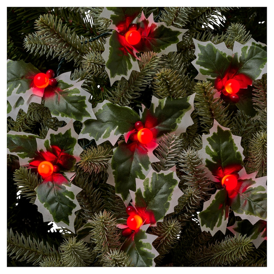 image 1 of Tesco 15 Battery Red Holly & Berry LED Christmas Lights