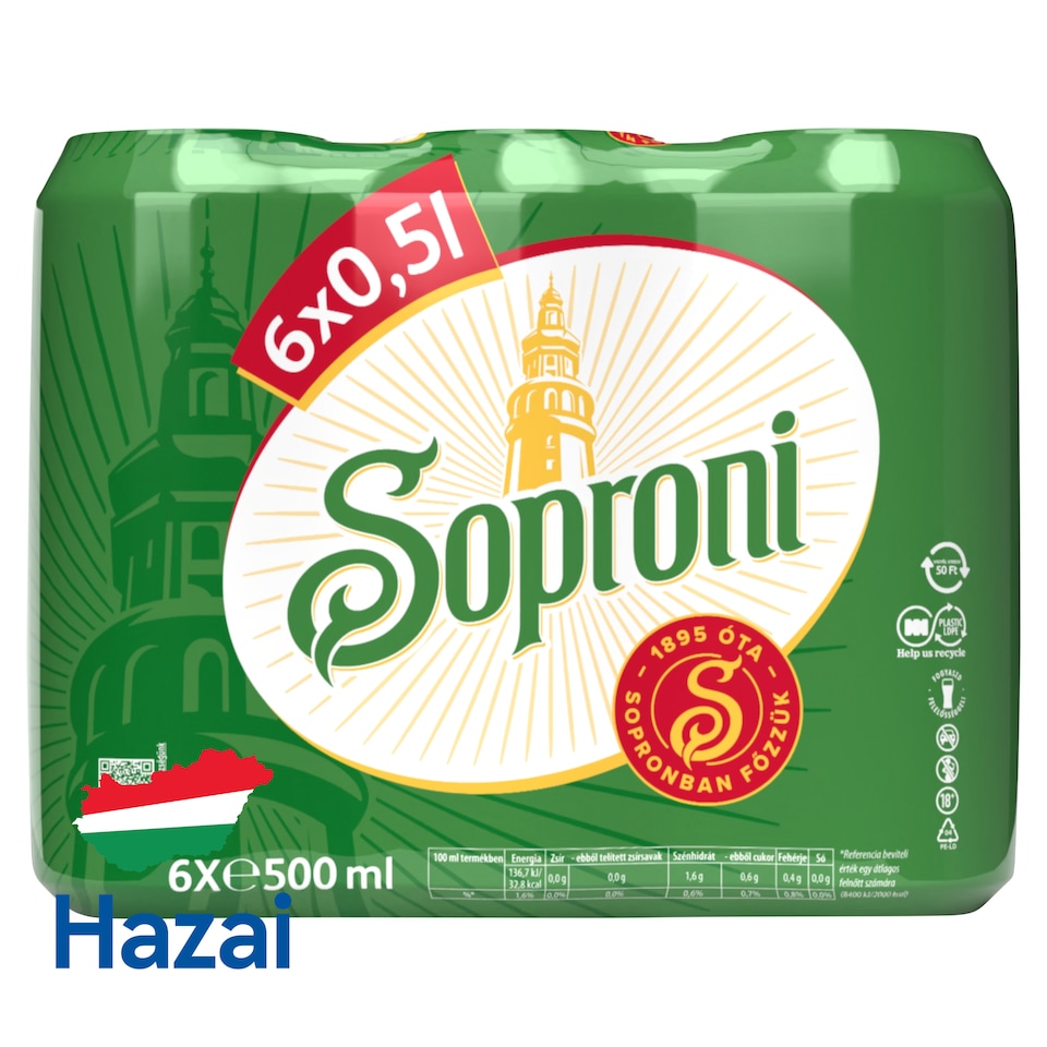 Soproni világos sör 4,5% 6 x 500 ml  1. kép