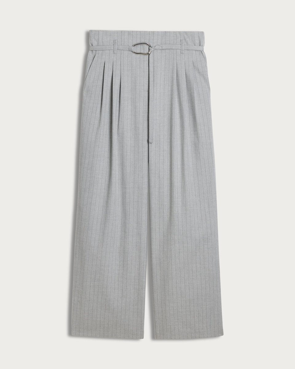 image 1 of F&F Pinstripe Wide Leg Trousers in Grey