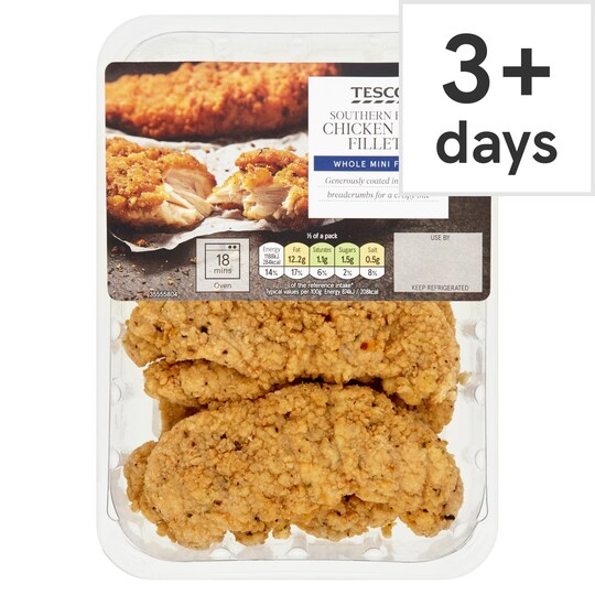 Tesco Southern Fried Breaded Chicken Mini Fillets 305G Tesco Groceries