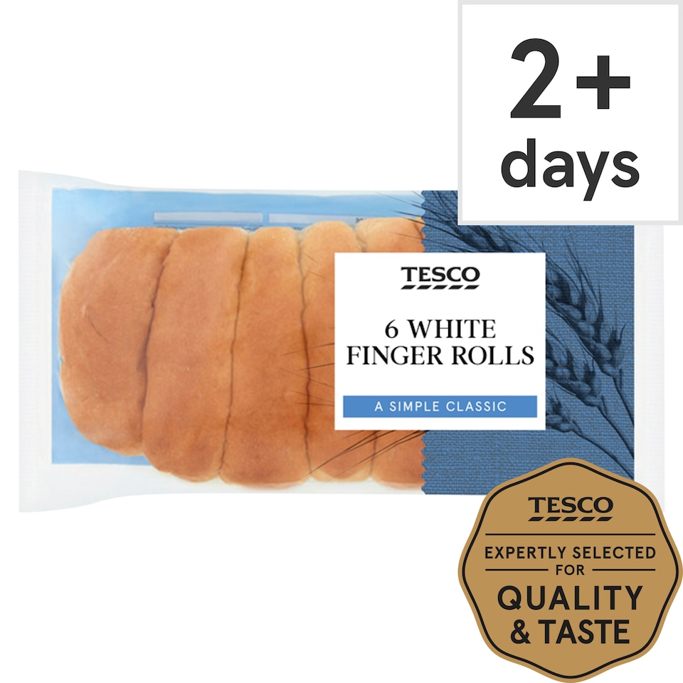 Tesco White Finger Rolls 6 Pack