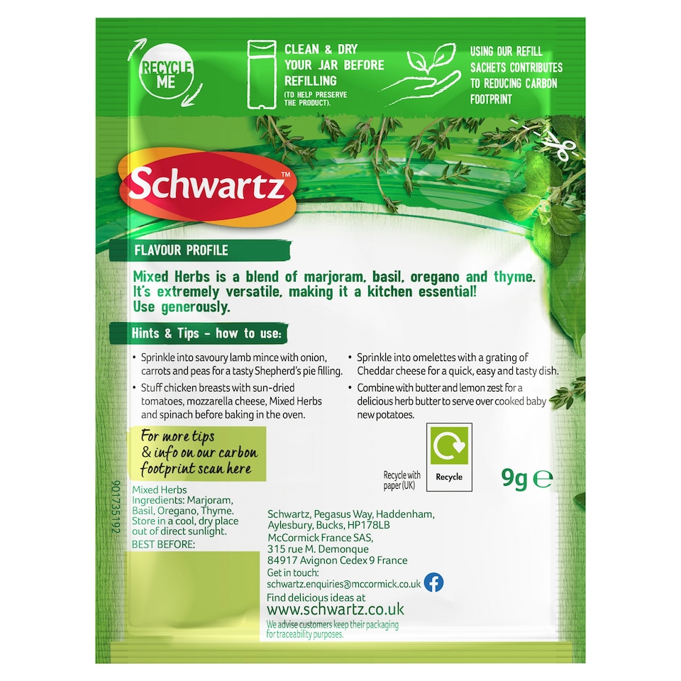 image 1 of Schwartz Mixed Herbs Refill Pack 9g