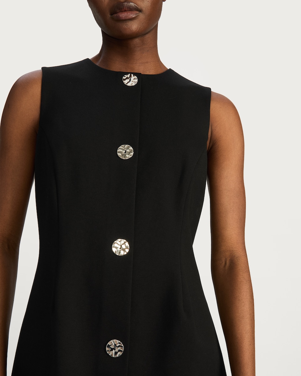 image 1 of F&F Sleeveless Button Detail Mini Dress in Black