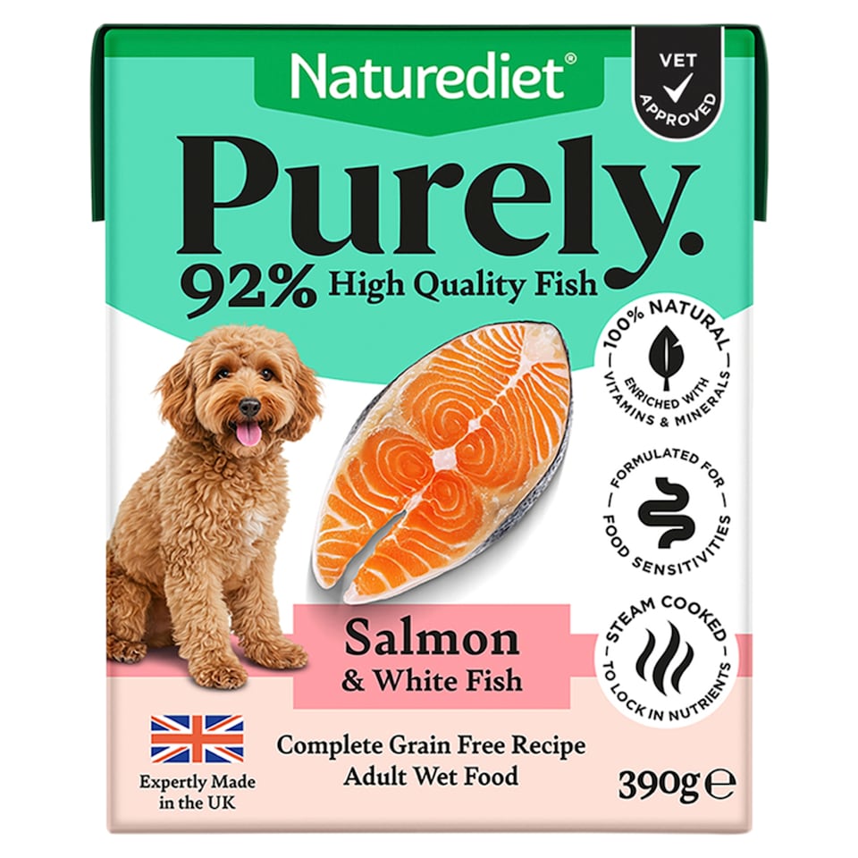 Naturediet Purely Salmon & White Fish Wet Adult Dog Food 390g