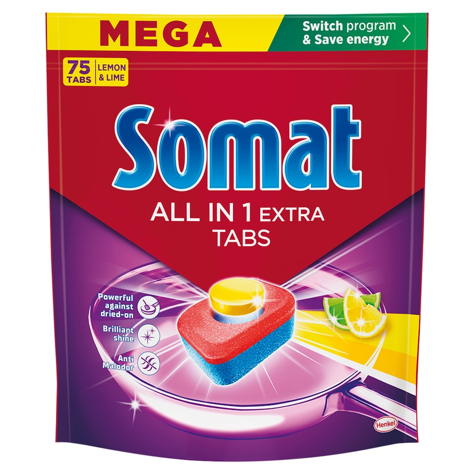 image 1 of Somat All in 1 Extra Lemon & Lime Tablets for Automatic Dishwasher 75 pcs 1245g