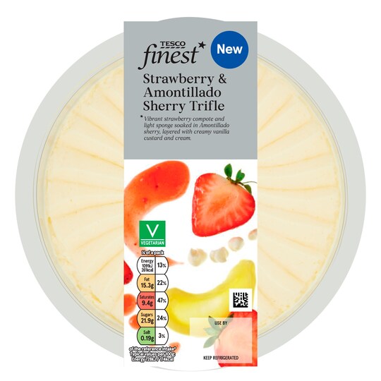 Tesco Finest Strawberry & Sherry Trifle 600G Tesco Groceries