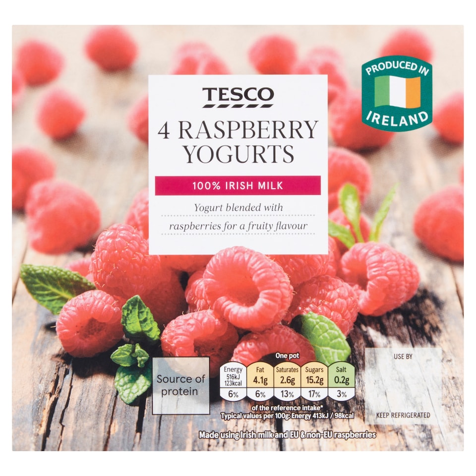 Tesco Raspberry Yoghurt 4X125g
