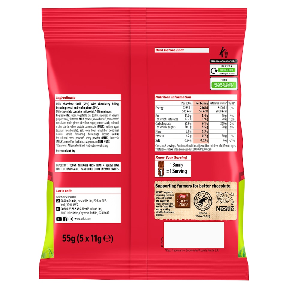 image 1 of Kit Kat Milk Chocolate Mini Bunnies 55G