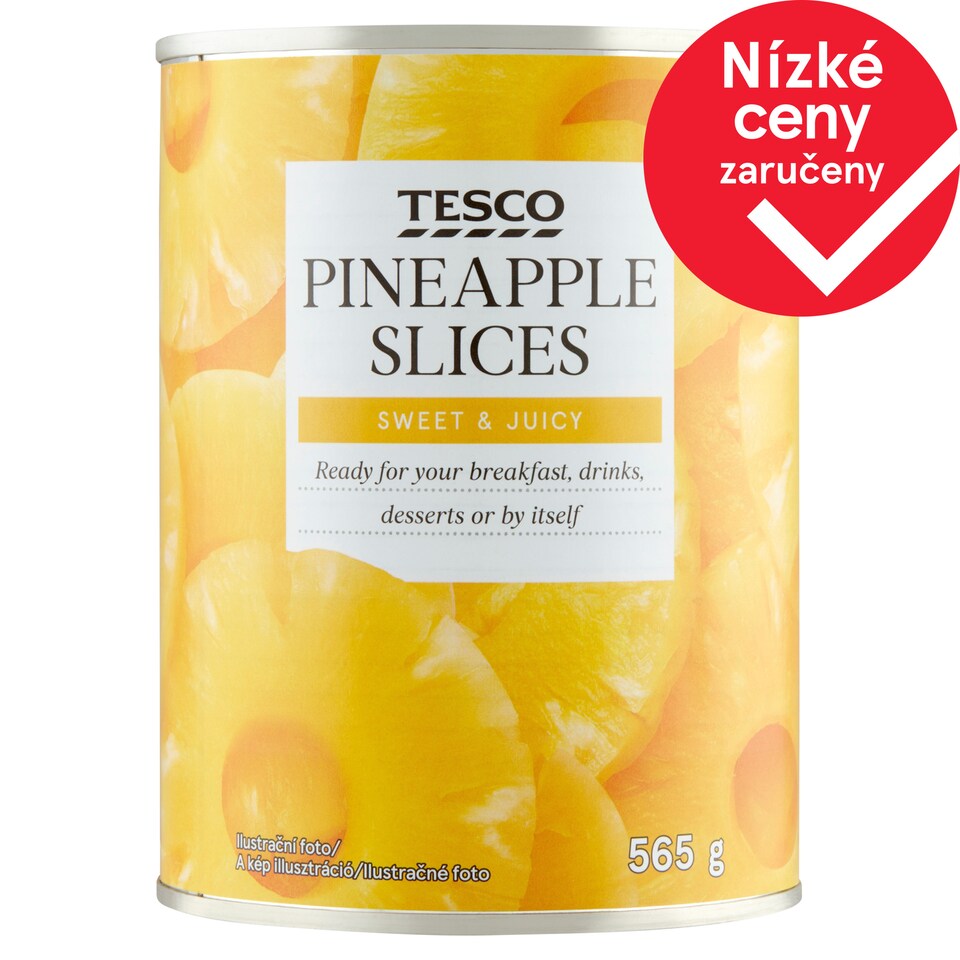 Tesco Ananas plátky ve sladkém nálevu 565g