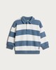 image 4 of F&F Boys Cotton Rich Stripe Print Rugby Sweatshirt in Blue