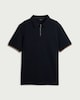 image 4 of F&F Textured Zip Neck Tipped Polo Shirt in Navy