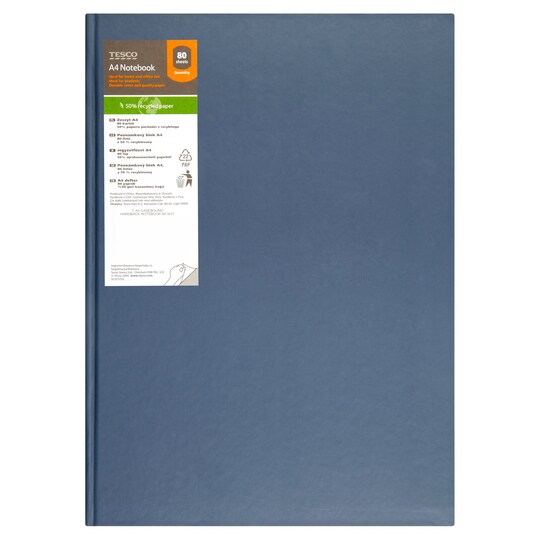 Tesco A4 Casebound Notebook 150 Pages Assorted Tesco Groceries