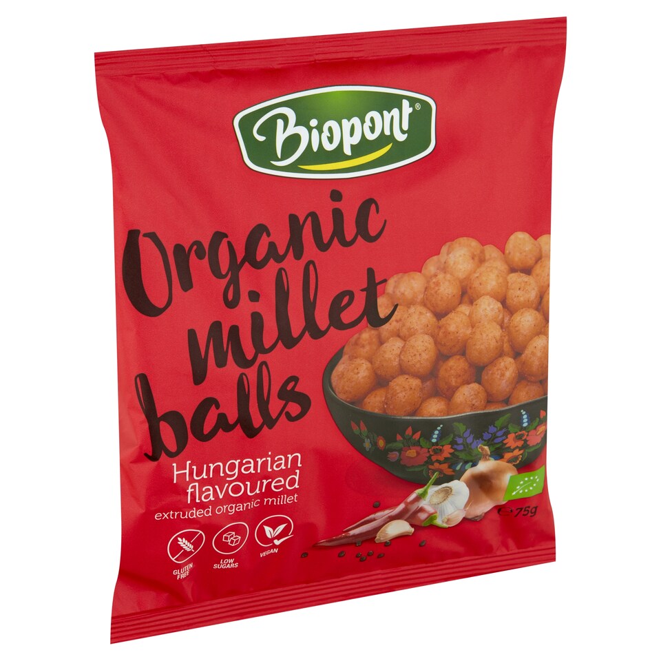 Biopont gluténmentes magyaros ízesítésű bio kölesgolyó 75 g  1. kép