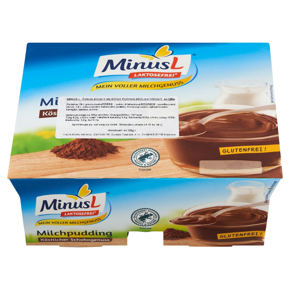 image 1 of Minus L Lactose-Free Chocolate Milk Pudding 4 x 125 g (500 g)