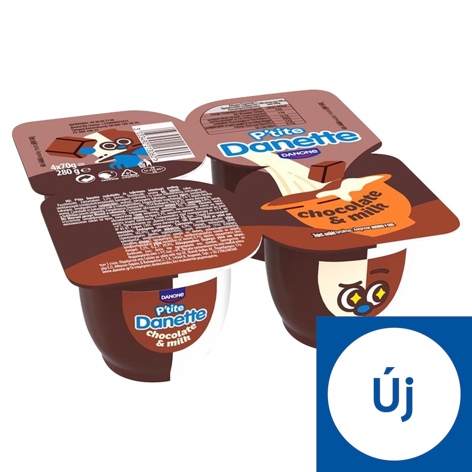 Danone Danette P'tite Chocolate and Milk Cream Double-Layer Pudding 4 x 70 g (280 g)