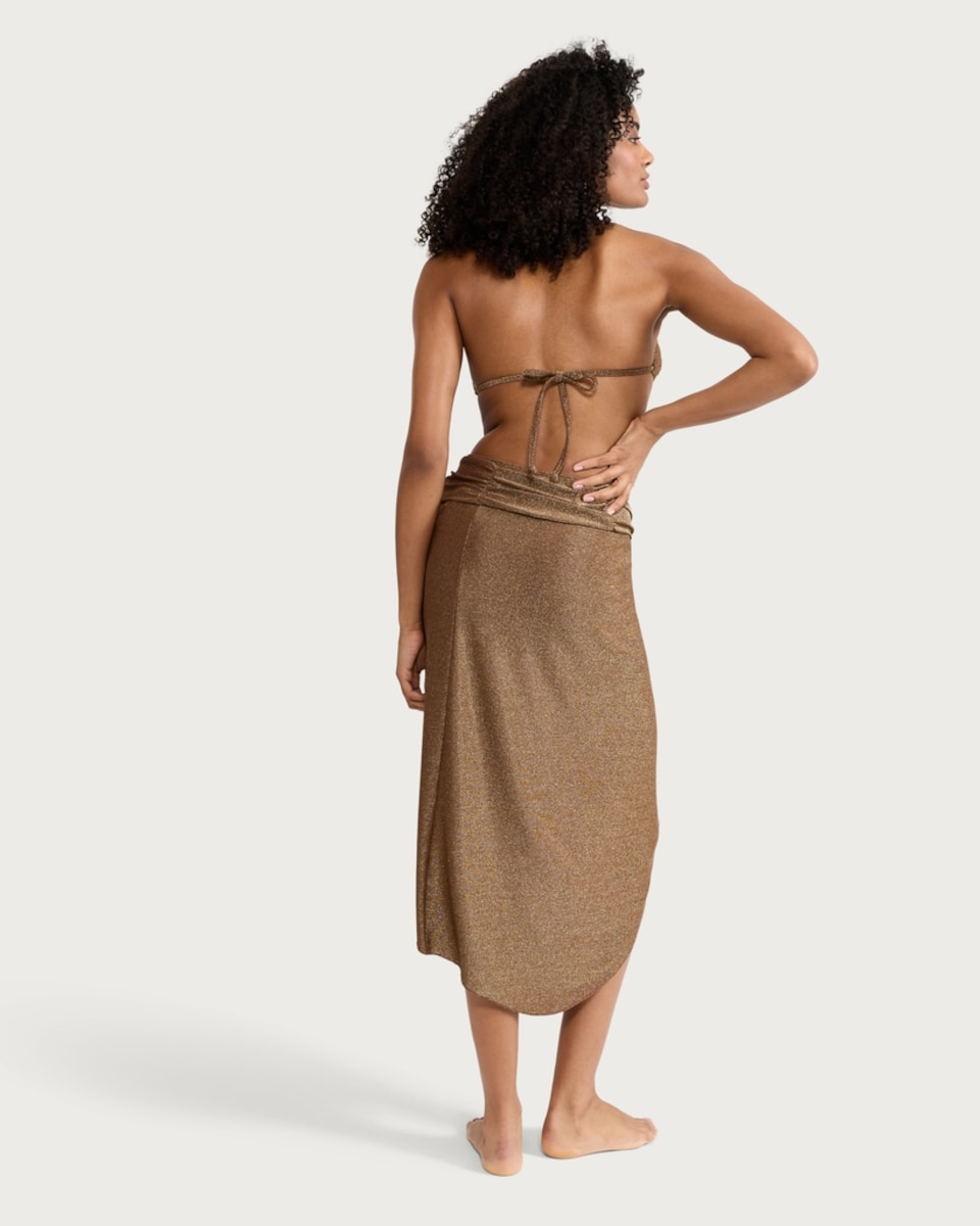 image 1 of F&F Metallic Wrap Sarong in Bronze