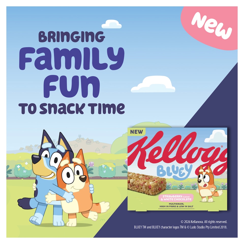 image 1 of Kellogg's Bluey Strawberry & White Chocolate Flavour 4x25g