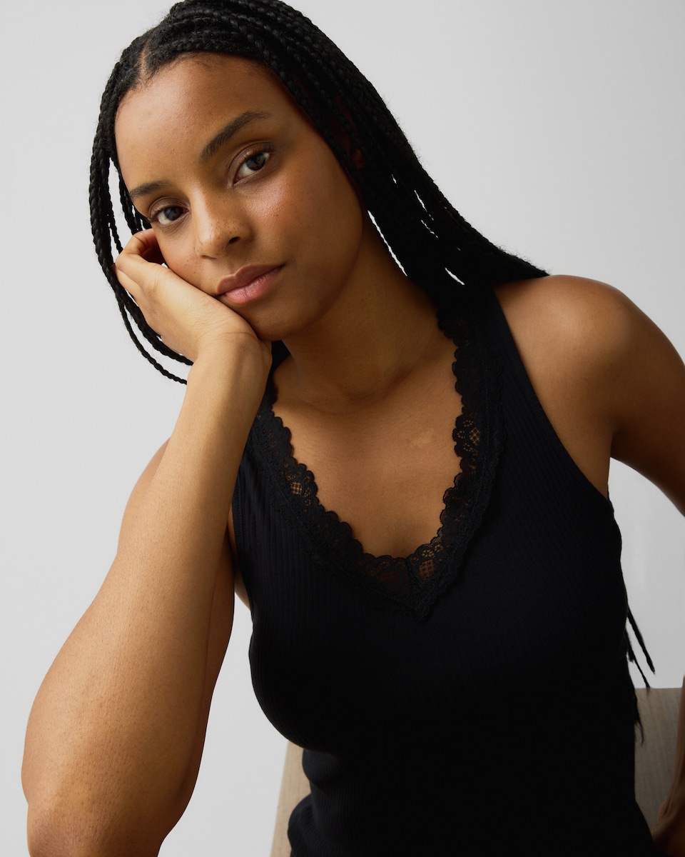 image 1 of F&F WARMPLUS™ Medium Warmth Thermal V Neck Vest in Black