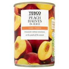 Tesco Peach Halves In Juice 410G