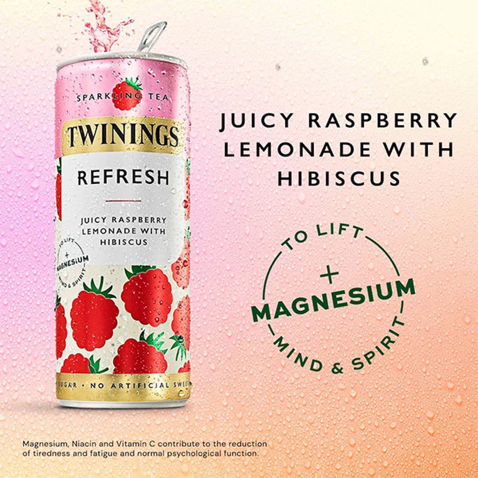 image 1 of Twinings Sparkling Tea refresh Juicy Raspberry Lemonade with Hibiscus 4x250ml