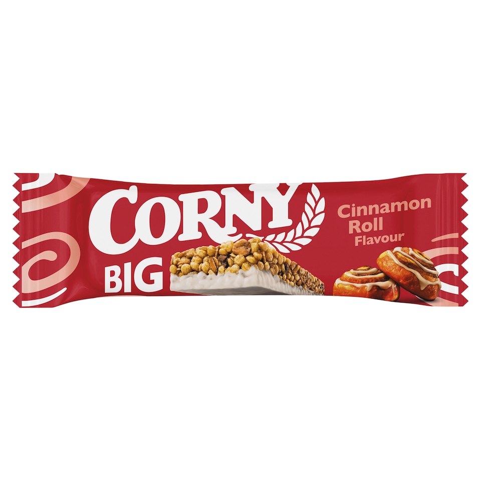 Obrázek 1 pro produkt Corny Big Cereální tyčinka s příchutí skořicové rolky polomáčená v bílé polevě 40g