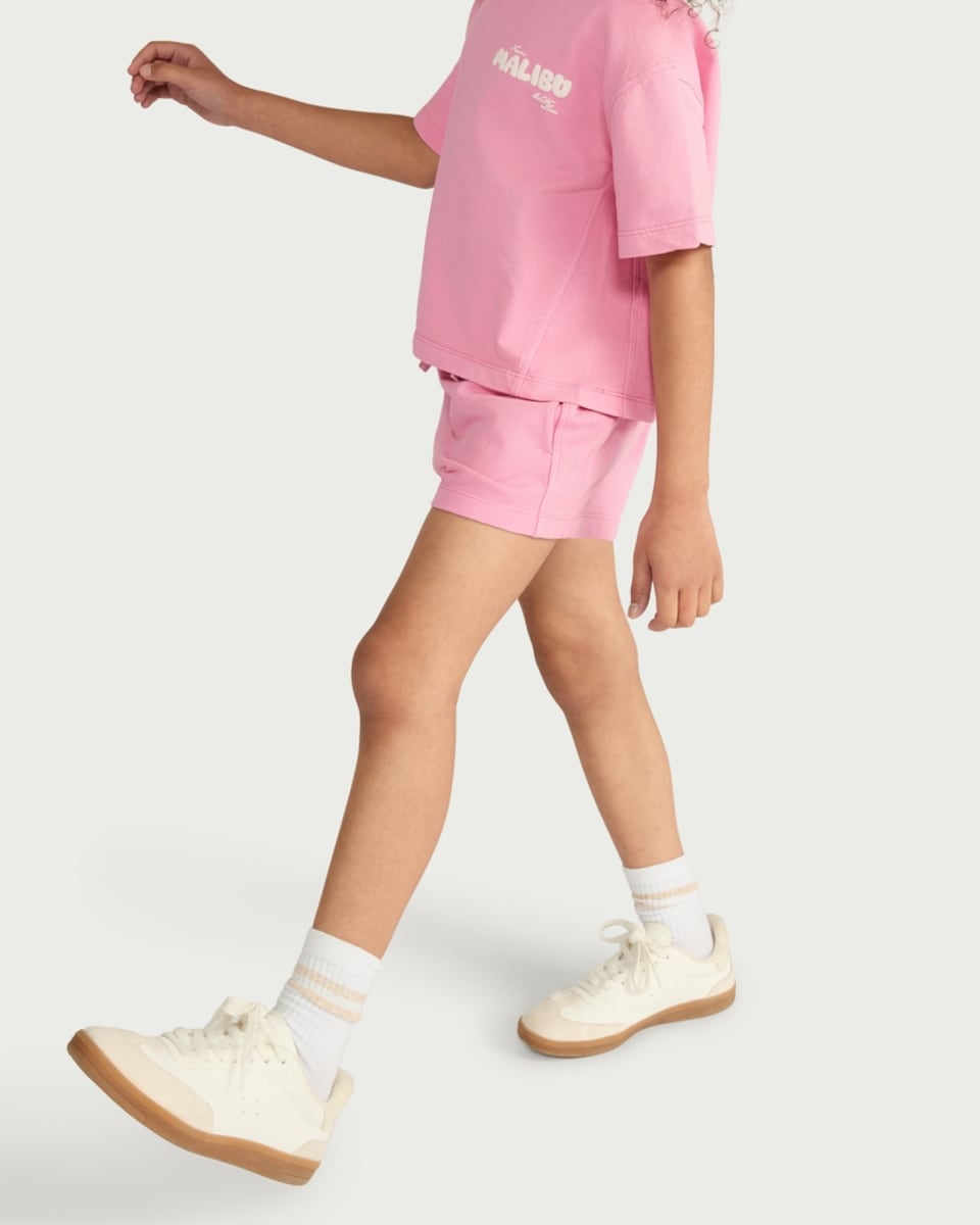 image 1 of F&F Girls Pure Cotton Co-ord Shorts in Pink