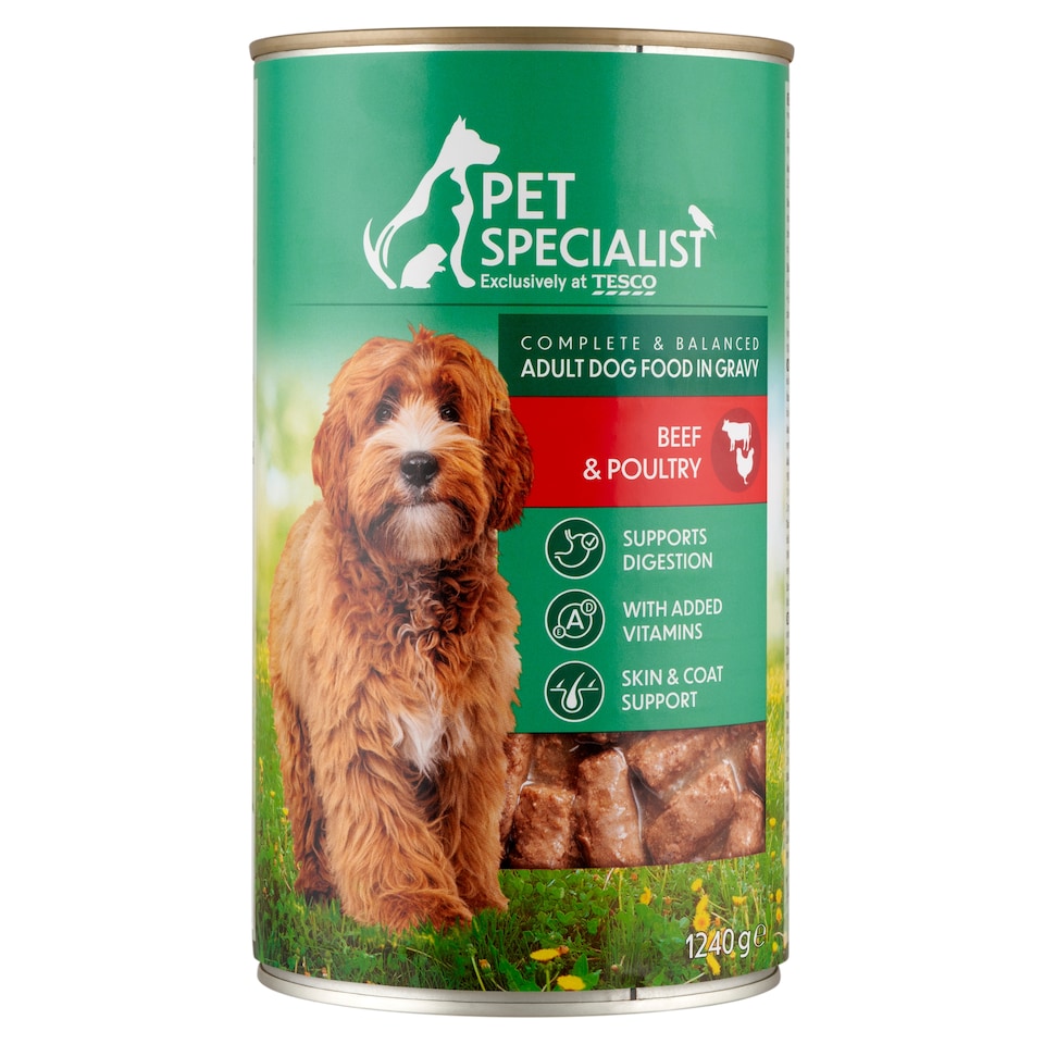 Pet Specialist Kompletné krmivo pre dospelé psy kúsky s hovädzinou a hydinou v omáčke 1240 g