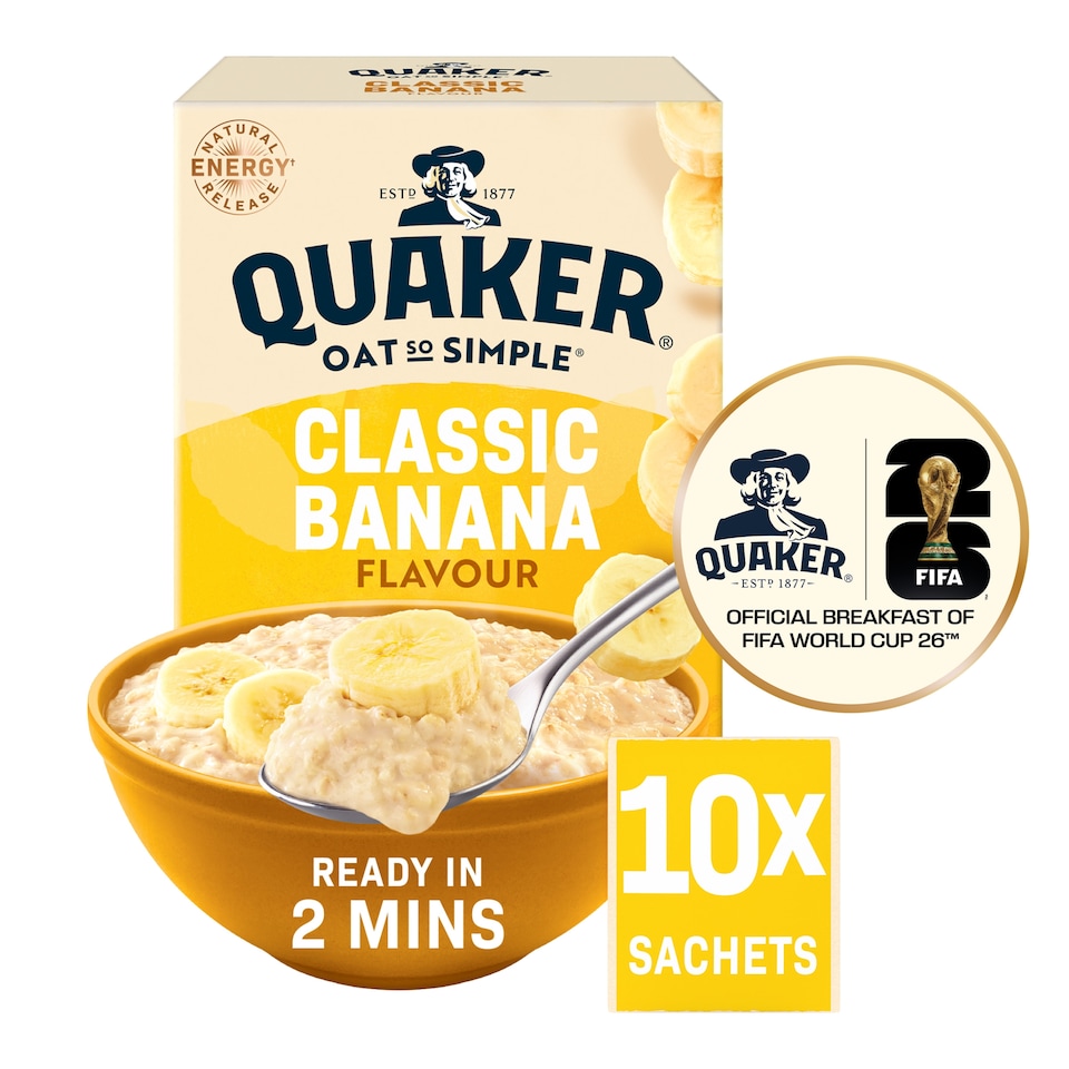 image 1 of Quaker Oat So Simple Classic Banana Porridge Sachets 10x34.8g