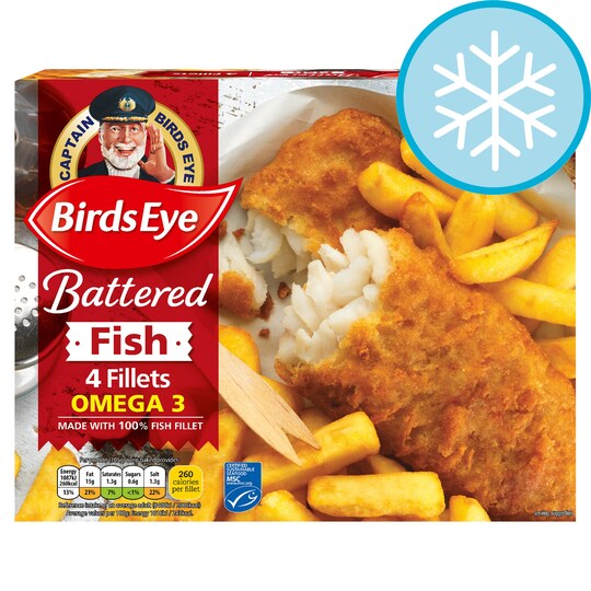 Birds Eye 4 Battered Fish Fillets 400G Tesco Groceries