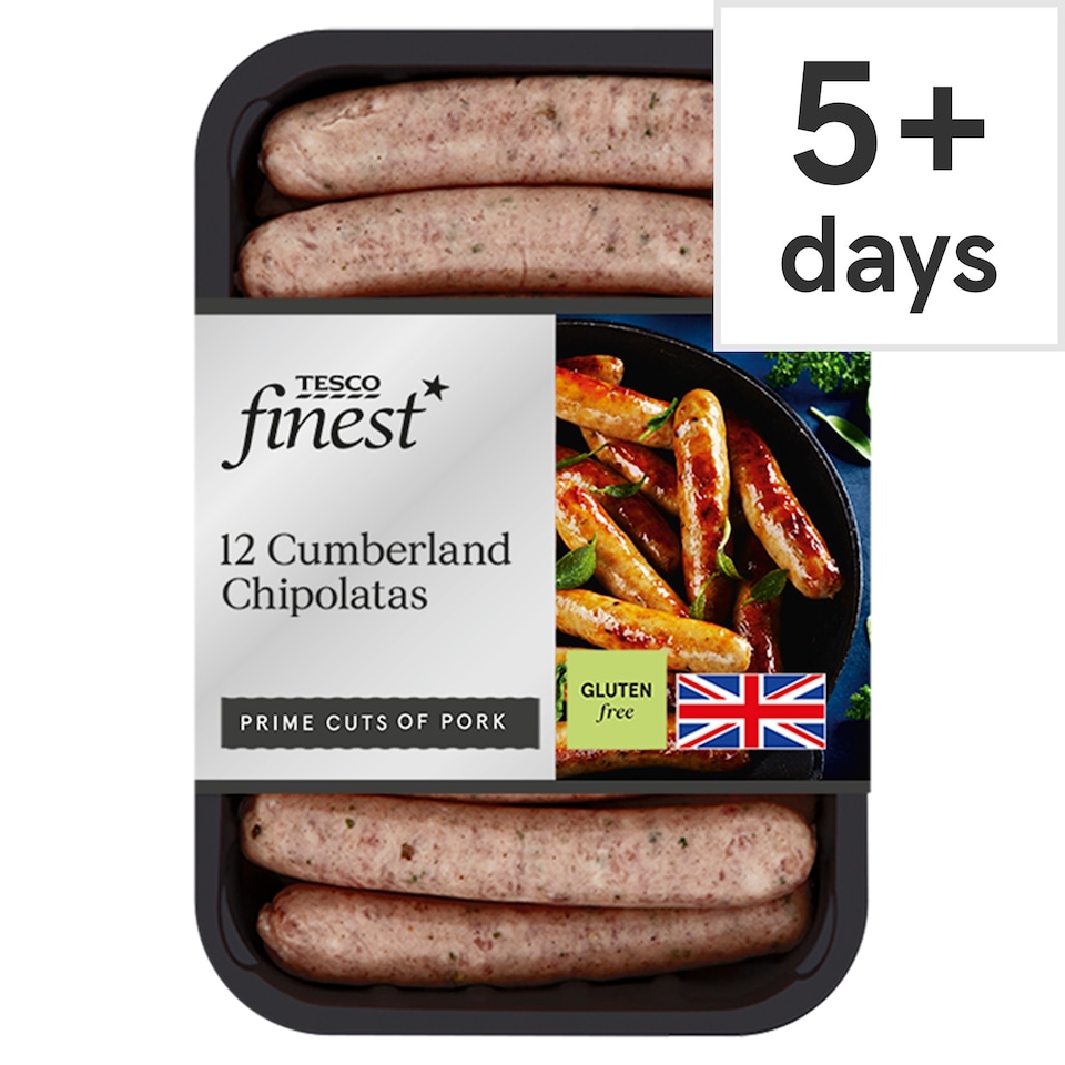 Tesco Finest 12 Cumberland Chipolatas 375G