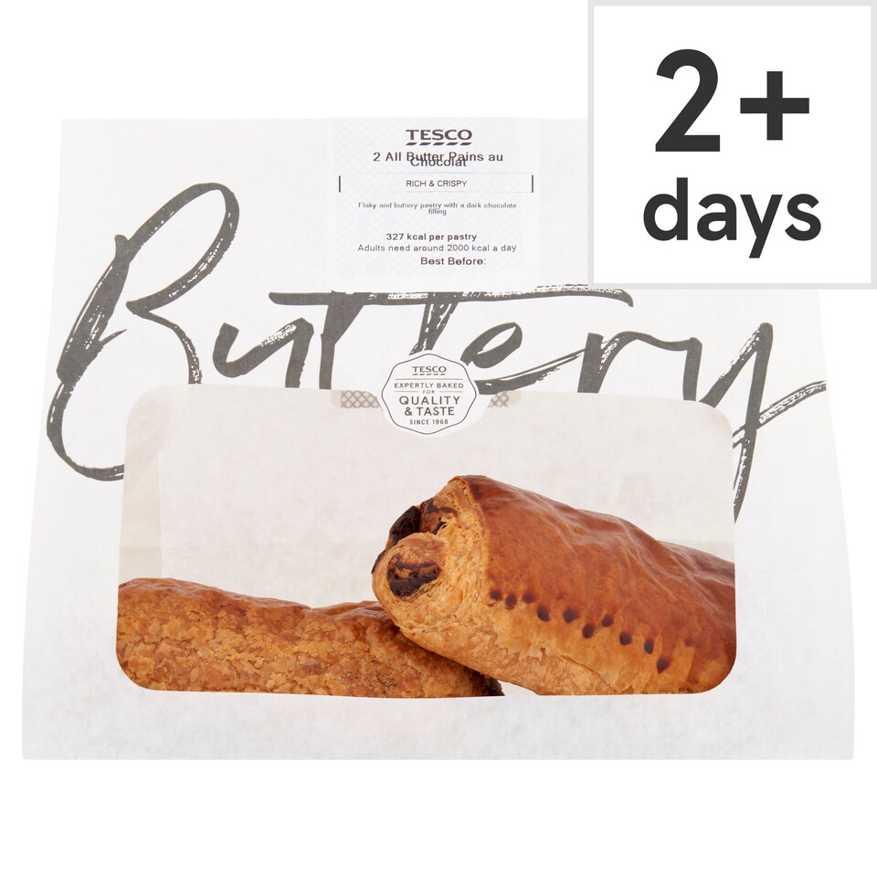 Tesco All Butter Dark Chocolate Pain Au Chocolat 2 Pack