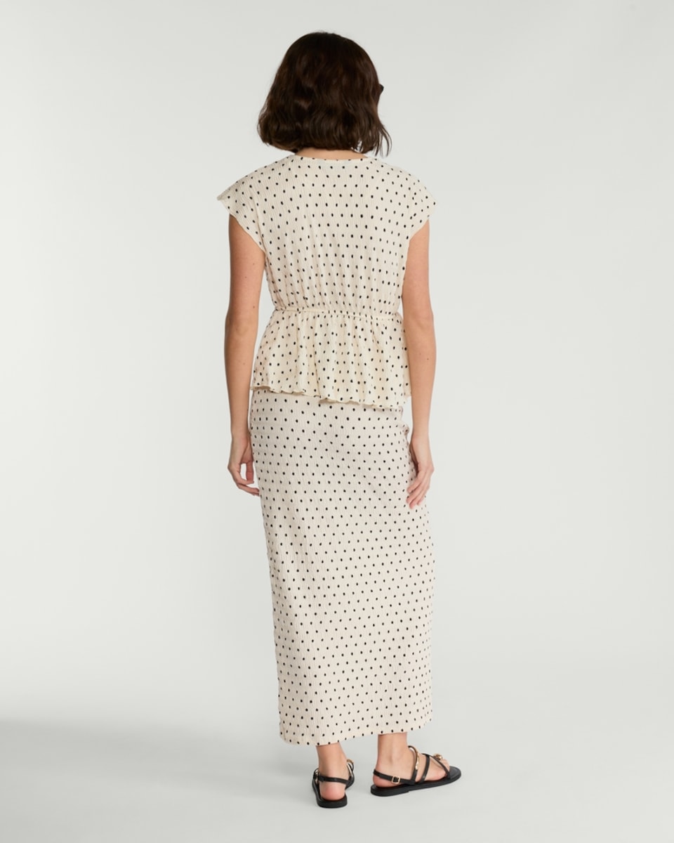 image 1 of F&F Textured Polka Dot Co-ord Midi Skirt in Multi White