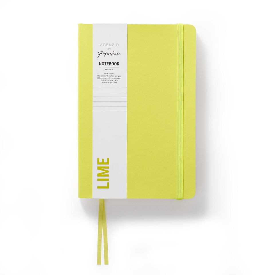 image 1 of Paperchase Agenzio Medium Lime Ruled Notebook