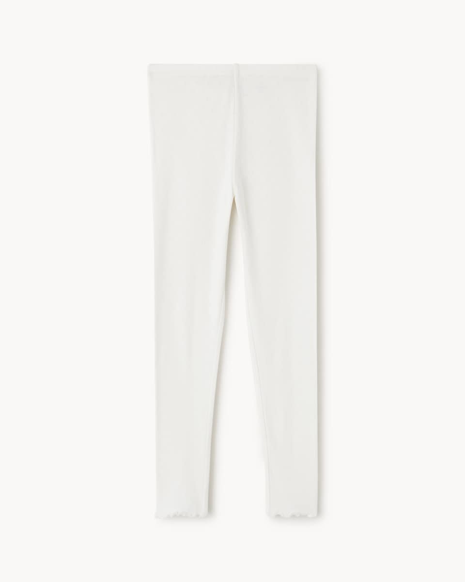 image 1 of F&F Girls WARMPLUS™ Medium Warmth Pointelle Thermal Leggings in Cream