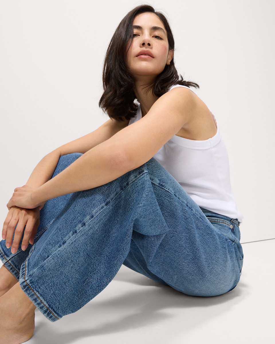 image 1 of F&F High Rise Wide Leg Jeans in Navy