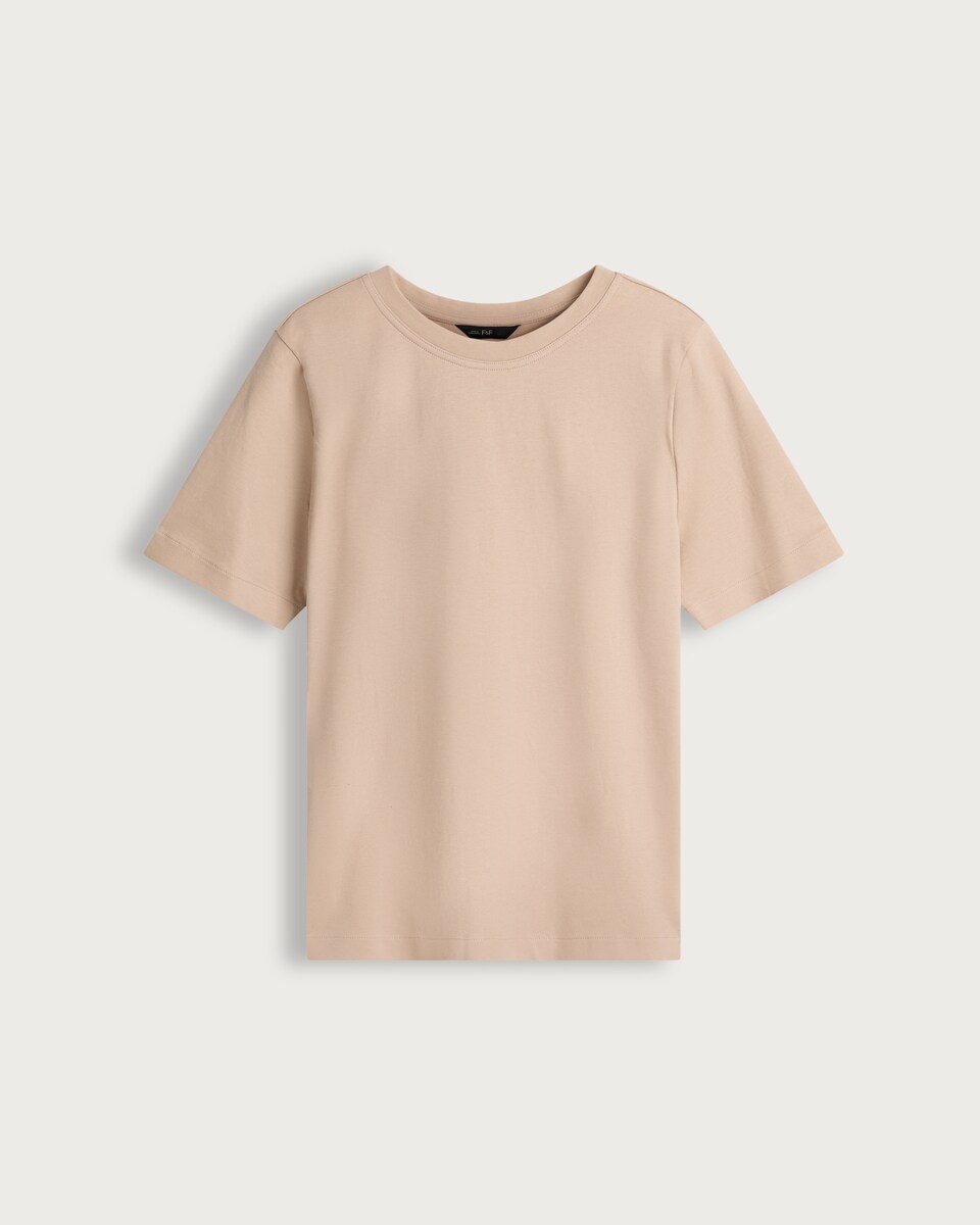 F&F Pure Cotton Heavyweight Crew Neck T-Shirt in Neutral