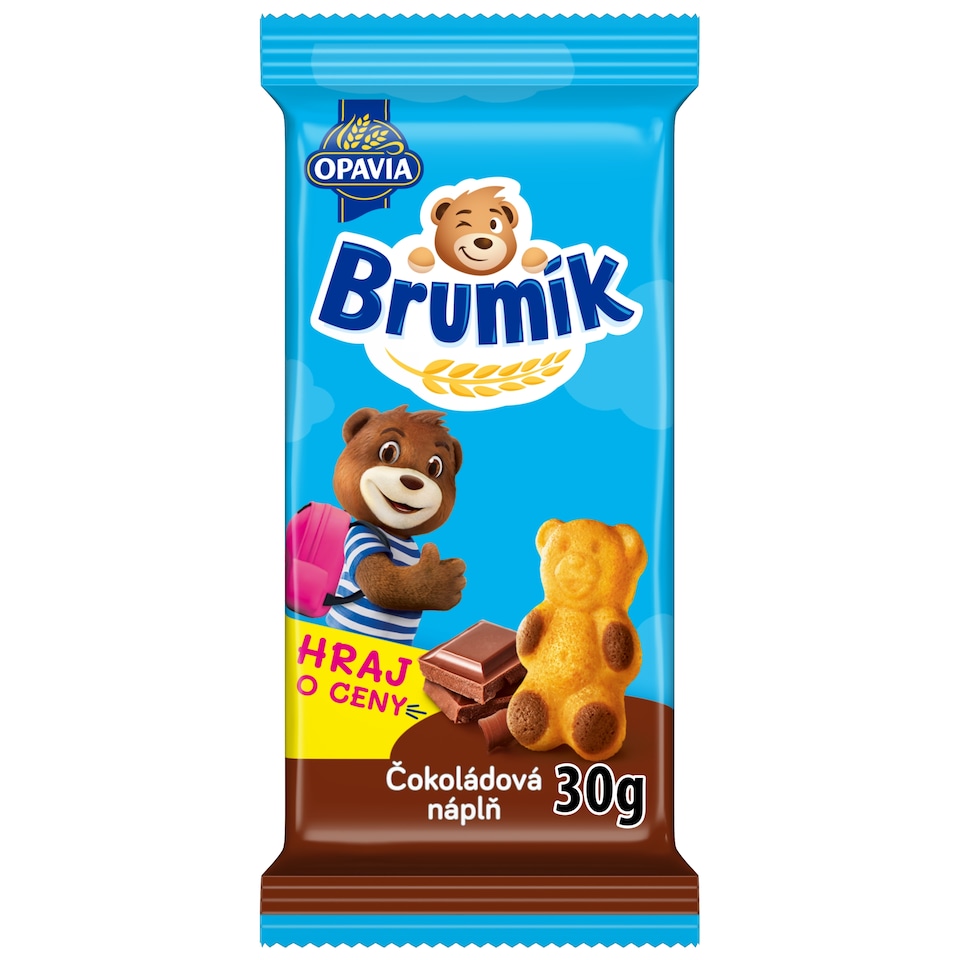 Opavia Brumík s čokoládovou náplňou Jemné pečivo Bez farbív a konzervantov Individuálne balenie 30 g