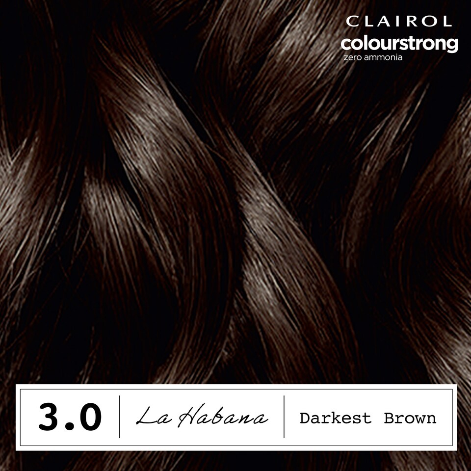 image 1 of CLAIROL COLOUR STRONG PERMANENT HAIR DYE - 3.0 DARKEST BROWN