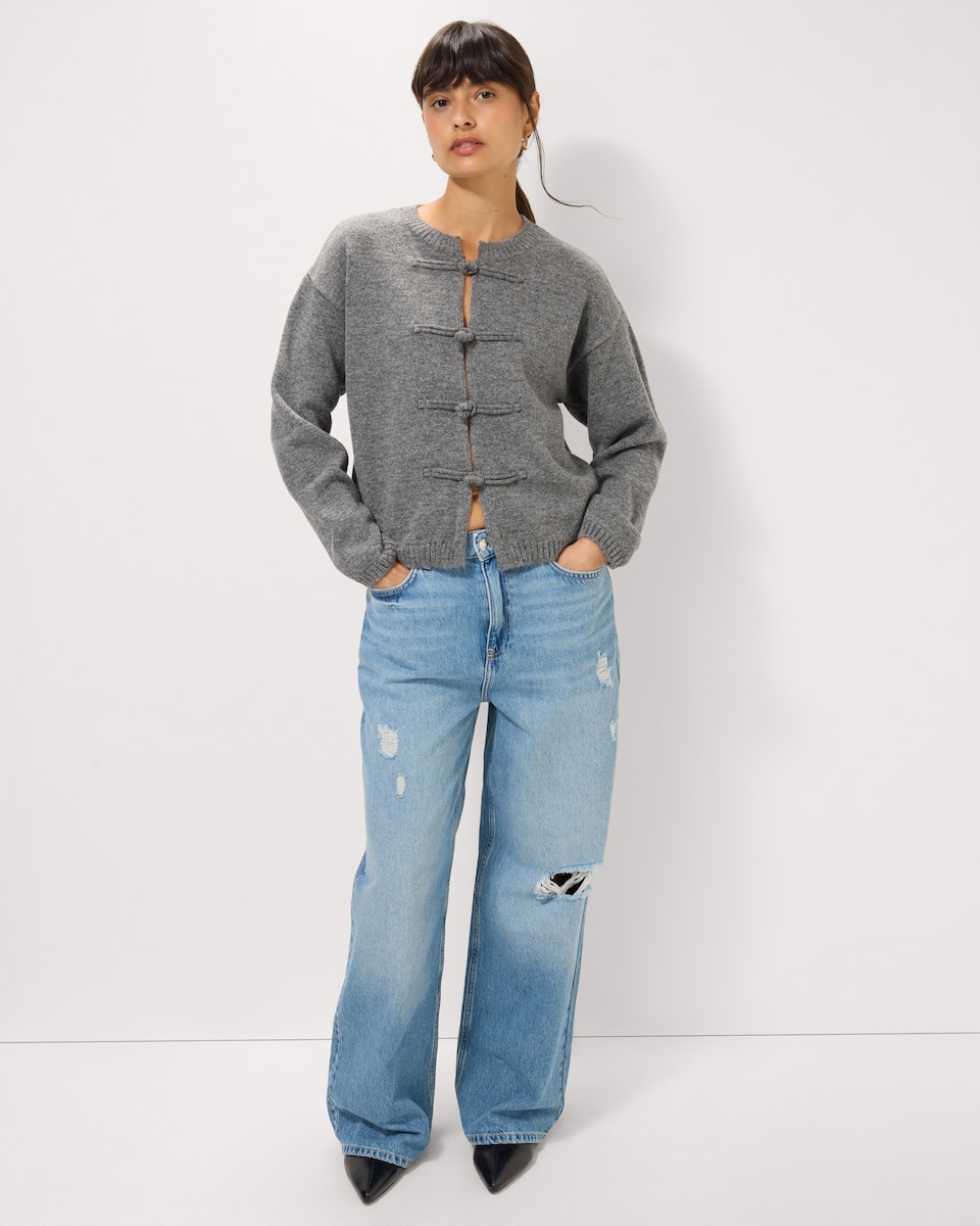 image 1 of F&F Button Detail Cardigan in Grey