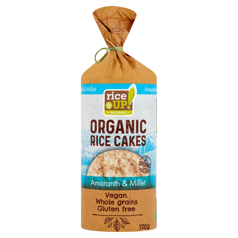 RiceUp! Eat Smart BIO puffasztott teljes kiőrlésű barna rizs szelet amaránttal és kölessel 120 g 1. kép