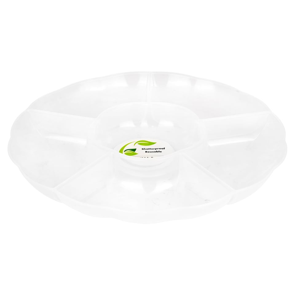 Swantex Clear Plastic Chip & Dip Platter 30.5Cm Polypropylene